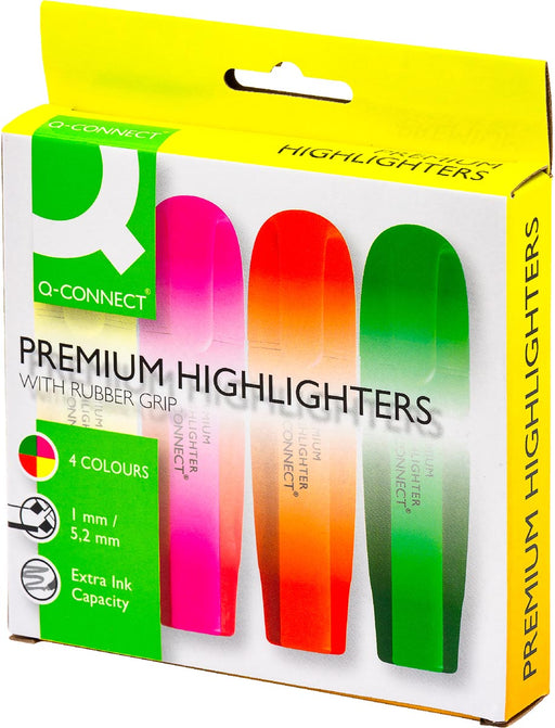 Q-CONNECT Premium markeerstift, geassorteerde kleuren, pak van 4 stuks 6 stuks, OfficeTown
