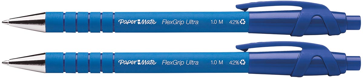 Paper Mate balpen Flexgrip Ultra RT medium, blauw, blister van 2 stuks