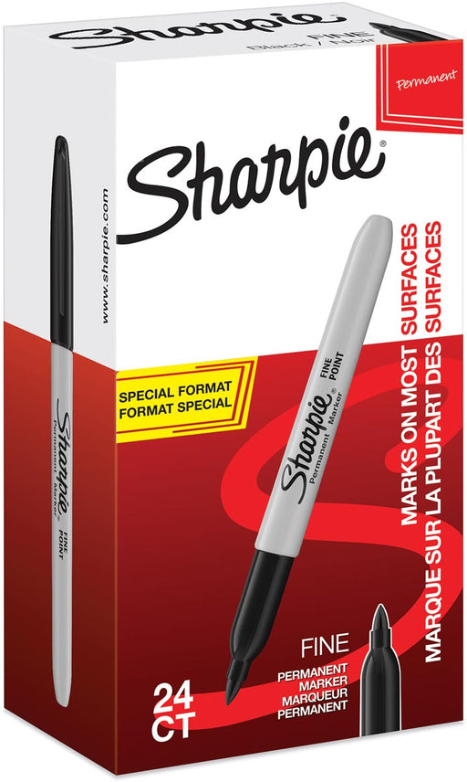 Sharpie permanente marker fijn, value pack van 24 stuks (20 + 4 gratis), zwart 20 stuks, OfficeTown