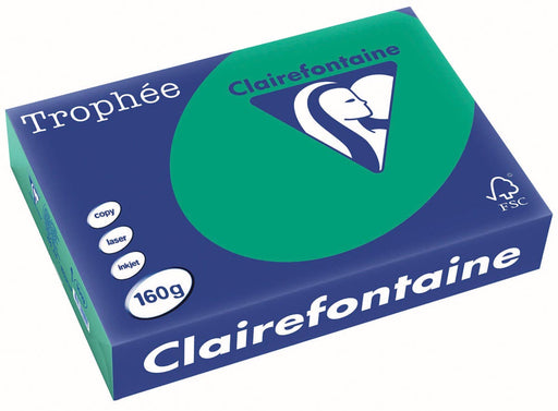 Clairefontaine Trophée Intens, gekleurd papier, A4, 160 g, 250 vel, dennengroen 4 stuks, OfficeTown