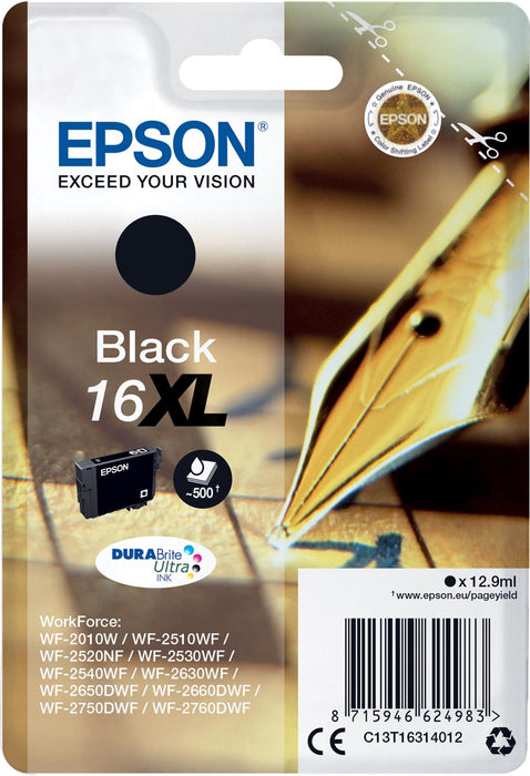 Epson inktcartridge 16XL, 500 pagina's, OEM C13T16314012, zwart 10 stuks, OfficeTown