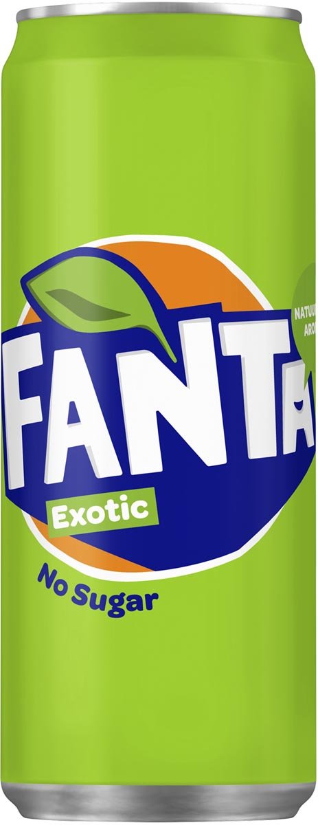 Fanta Exotic Geen Suiker frisdrank, slank blik van 33 cl, doos van 24 stuks - OfficeTown