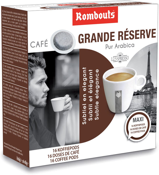 Rombouts koffiepads voor espresso, Grande Réserve, pak van 16 stuks