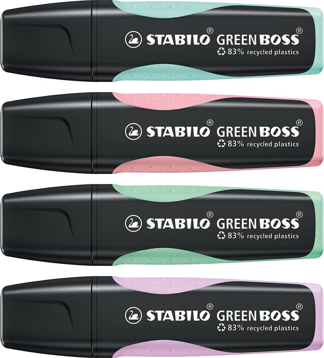 STABILO GREENBOSS PASTEL markeerstiften, set van 4 stuks in verschillende kleuren