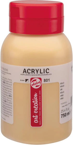Talens Art Creation acrylverf 750 ml flacon, gouden kleur met sneldrogende en watervaste eigenschappen