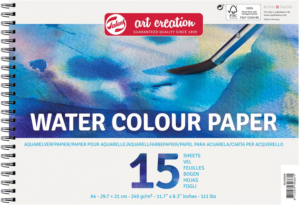 Talens Art Creation aquarelblok, 240 g/m², A4-formaat, 15 vellen, 3 stuks