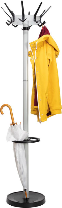 MAUL kapstok Caligo metaal, hoogte 175 cm, 32 kledinghaken met parapluhouder, zilver