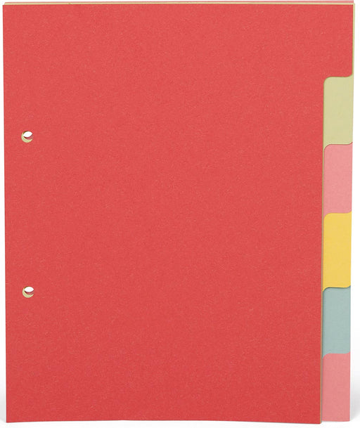 Pergamy tabbladen ft A5, 2-gaatsperforatie, karton, geassorteerde pastelkleuren, 6 tabs 35 stuks, OfficeTown