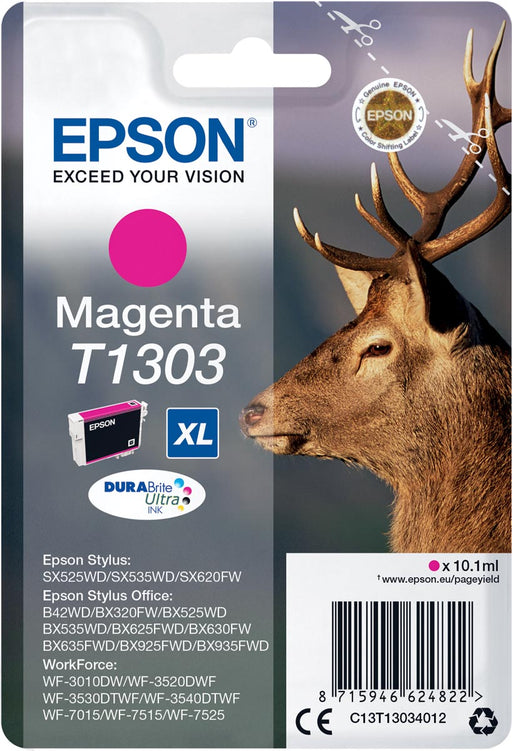 Epson inktcartridge T1303, 600 pagina's, OEM C13T13034012, magenta 8 stuks, OfficeTown
