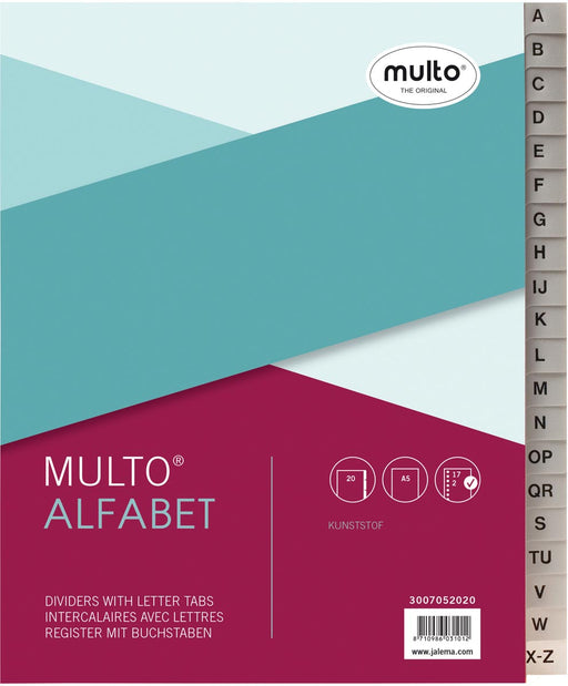 Multo tabbladen uit kunststof, voor ft A5, 17- gaatsperforatie 10 stuks, OfficeTown