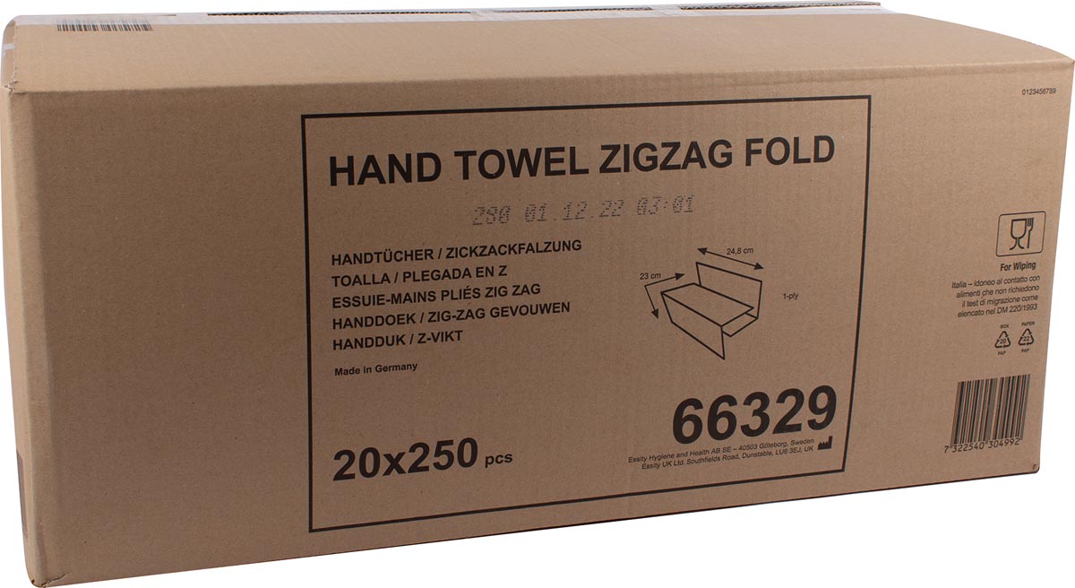 Handdoek ZZ-vouw, wikkel van 250 vellen 20 stuks, OfficeTown