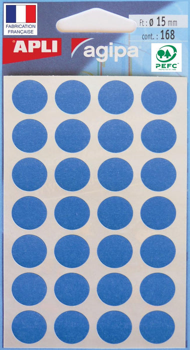 Agipa ronde etiketten in etui, blauw, 168 stuks