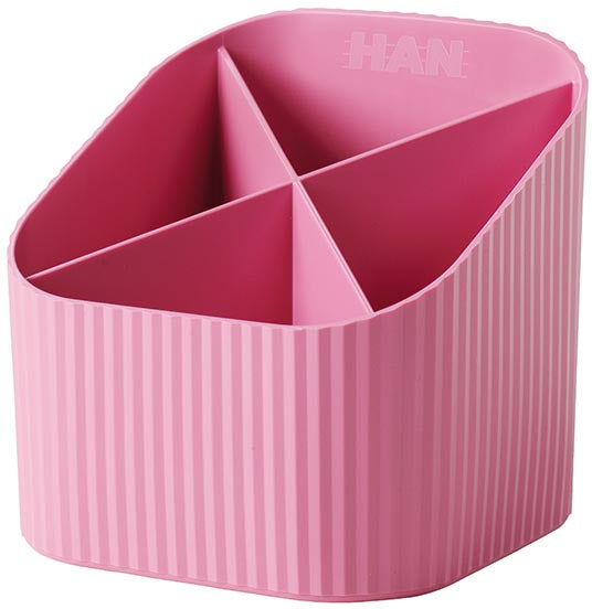 Han Re-X-Loop pennenbakje, roze met 4 compartimenten Han
