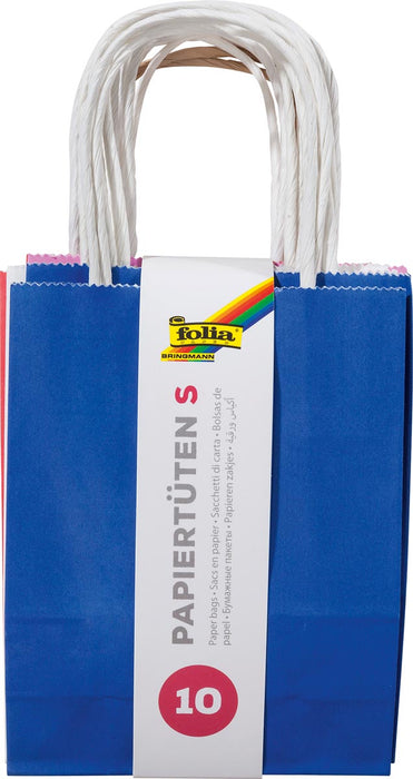 Pak van 10 Folia papieren kraft zakken, geassorteerde kleuren