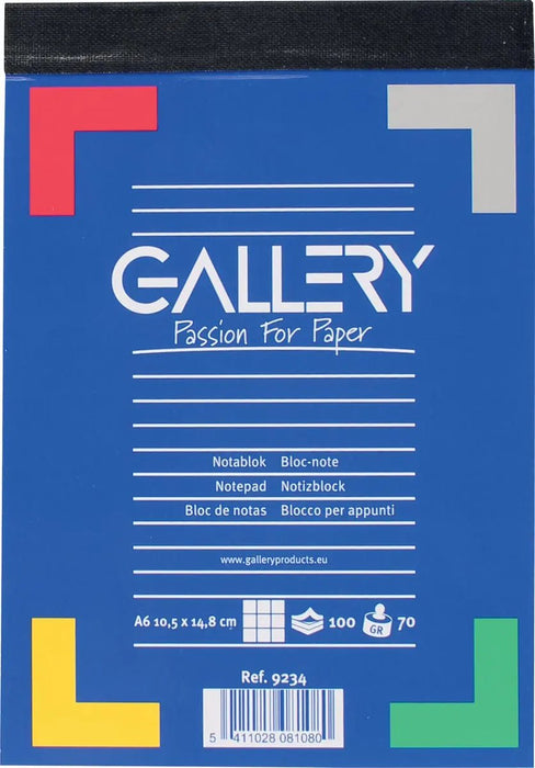 Gallery notitieblok, ft A6, geruit 5 mm, blok van 100 vel - OfficeTown