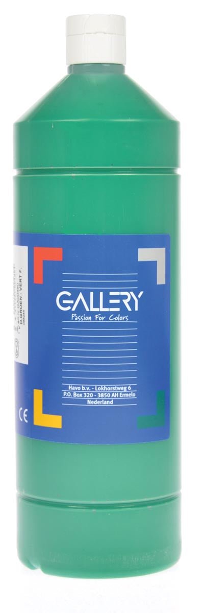 Gallery Plakkaatverf, Flacon van 1 L, Donkergroene Verf met 98 % Natuurlijke Grondstoffen - OfficeTown