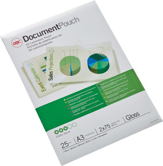 GBC Document lamineerhoes ft A3, 150 micron (2 x 75 micron), pak van 25 stuks - OfficeTown