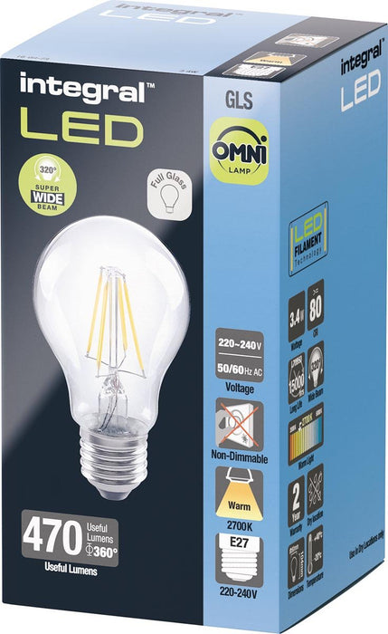 Geïntegreerde Klassieke Bolvormige LED - lamp E27, niet dimbaar, 2.700 K, 3,4 W, 470 lumen - OfficeTown