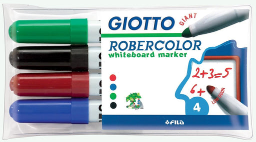 Giotto Robercolor whiteboardmarker maxi, ronde punt, etui met 4 stuks in geassorteerde kleuren - OfficeTown