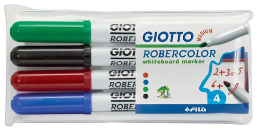 Giotto Robercolor whiteboardmarker, medium, ronde punt, etui met 4 stuks in geassorteerde kleuren - OfficeTown