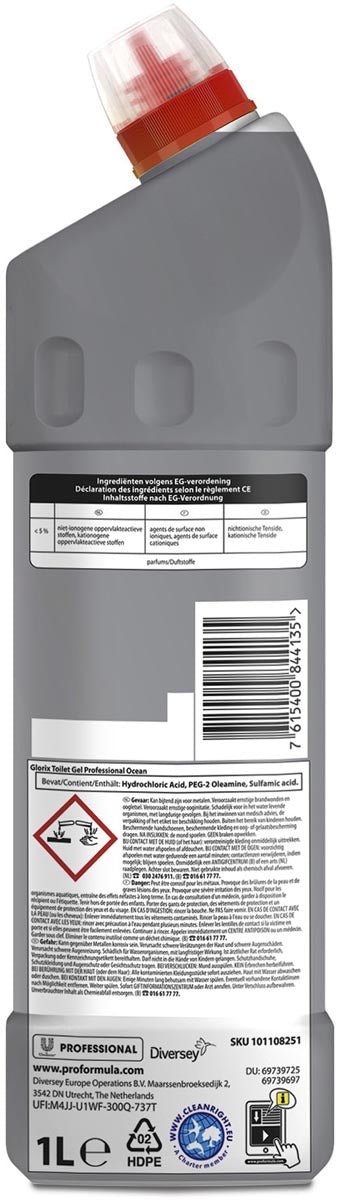 Glorix Pro Formula Toiletreiniger Ocean Fresh, 1 liter fles - OfficeTown