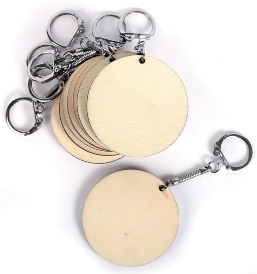 Graine Créative Houten Sleutelhanger, 55 mm Diameter, Set van 10 Stuks - OfficeTown