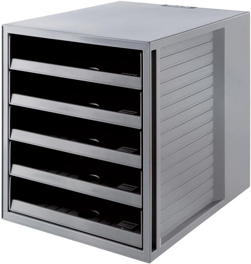 Han ladenblok Systembox Karma, met 5 open laden, eco - grijs - OfficeTown