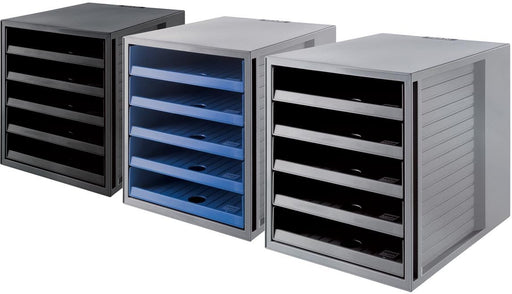 Han ladenblok Systembox Karma, met 5 open laden, eco - grijs - OfficeTown