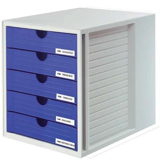 Han opbergkast met gesloten laden, blauw - OfficeTown