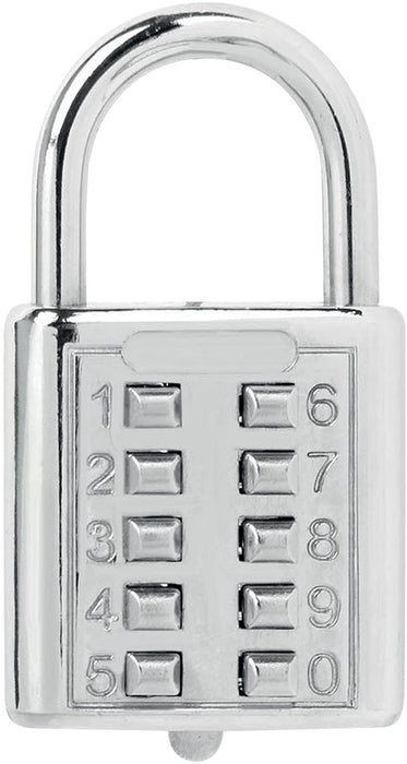 Hangslot met digitaal combinatieslot en vernikkeld stalen behuizing - Breedte: 35 mm - OfficeTown