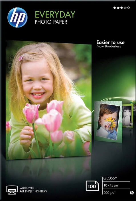 HP Everyday fotopapier ft 10 x 15 cm, 200 g, pak van 100 vel, glanzend - OfficeTown