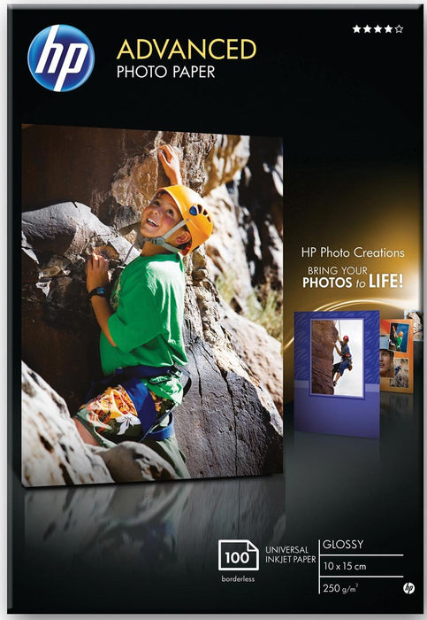 HP Geavanceerd fotopapier 10 x 15 cm, 250 g, pak van 100 vellen, glanzend - OfficeTown
