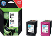 HP inktcartridge 301, 165 - 190 pagina's, OEM N9J72AE, 1x zwart en 1 x 3 kleuren - OfficeTown