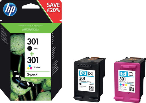 HP inktcartridge 301, 165 - 190 pagina's, OEM N9J72AE, 1x zwart en 1 x 3 kleuren - OfficeTown