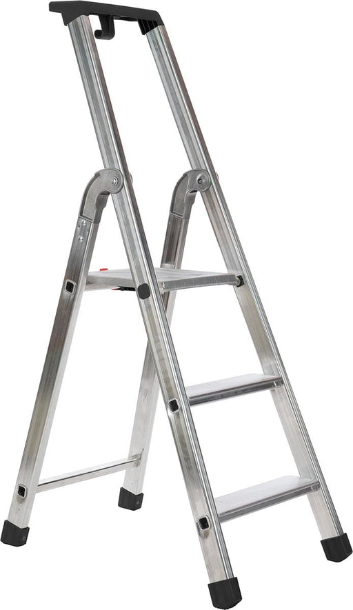 Industriële aluminium trapladder quadra, 3 treden met antislipplatform - OfficeTown