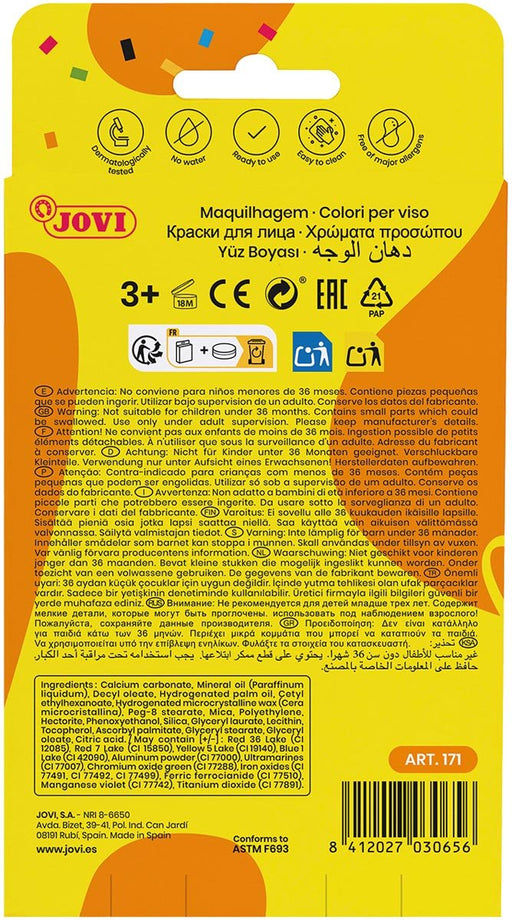 Jovi make - up Gezichtsverf, kartonnen etui met 6 kleuren - OfficeTown