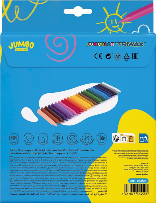Jovi waskrijt Triwax Jumbo Easy Grip 24 stuks - OfficeTown