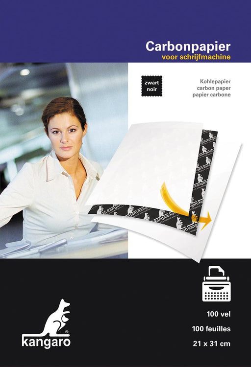 Kangaro carbonpapier, A4 - formaat (21 x 31 cm), zwart, 100 vellen per pak - OfficeTown