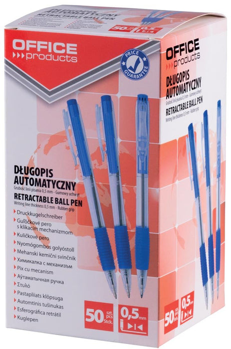 Kantoorartikelen balpen 0,5 mm, intrekbaar blauw 50 stuks - OfficeTown