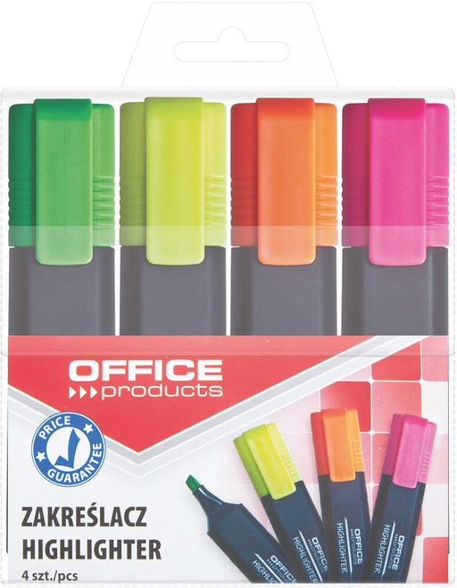 Kantoorartikelen markeerstift, 4 stuks, verschillende kleuren 30 stuks - OfficeTown