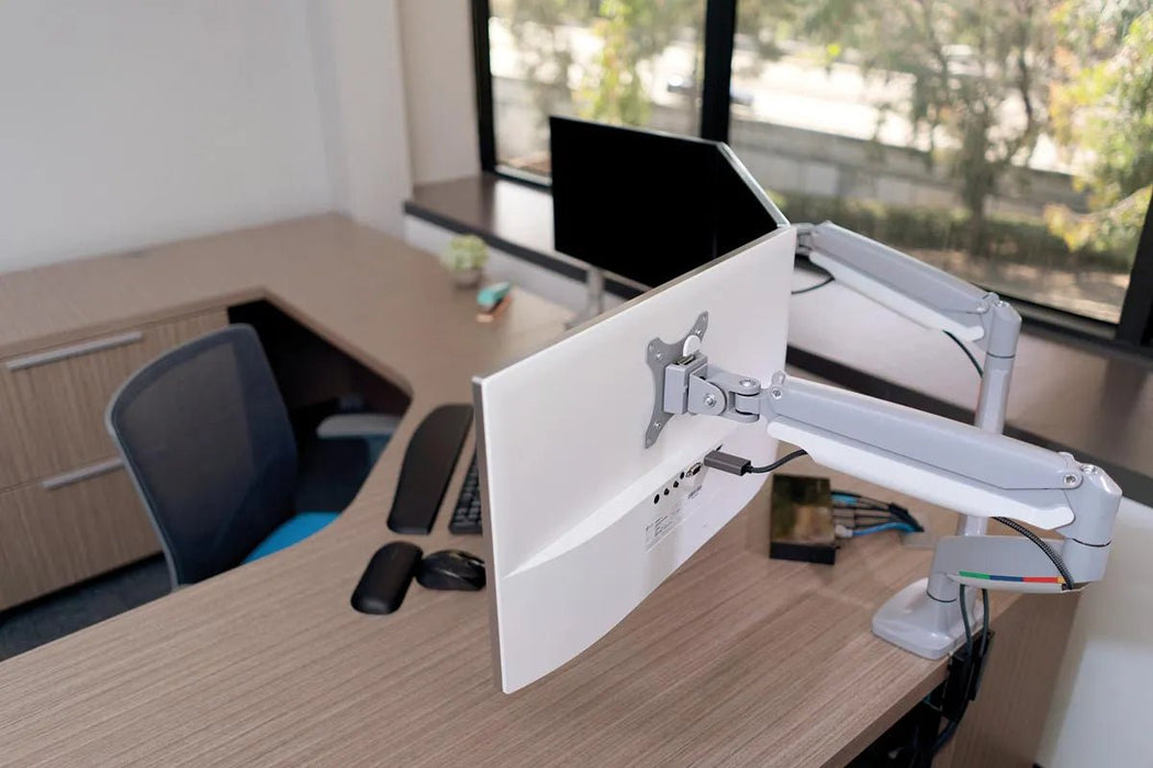Kensington SmartFit one - touch verstelbare monitorarm, dubbel, grijs - OfficeTown
