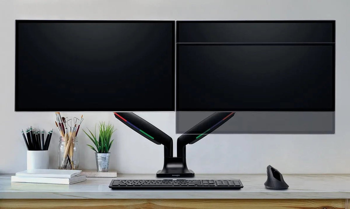 Kensington SmartFit one - touch verstelbare monitorarm, dubbel, zwart - OfficeTown