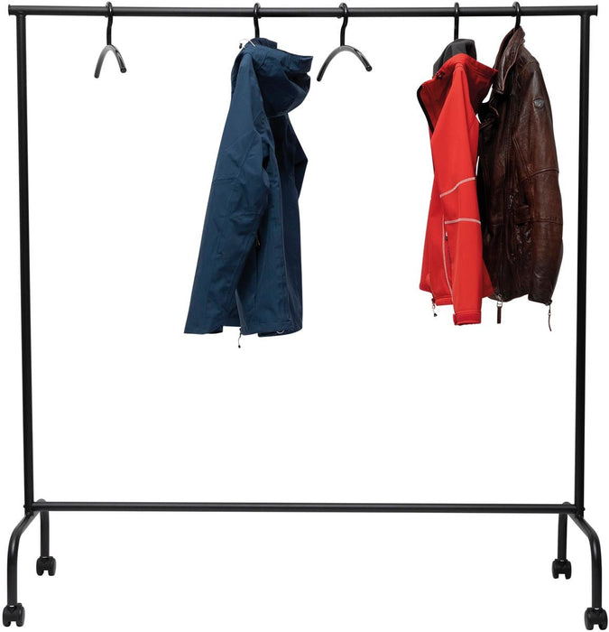 Kledingrek MAUL Limbo van metaal, 4 geremde wielen, hg156xbr151(220)x50cm, tot 30kg, zwart RAL9004 - OfficeTown