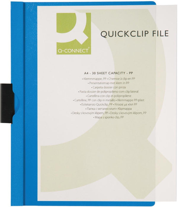 Klemmap met metalen clip A4 30 vel Transparant blauw - OfficeTown