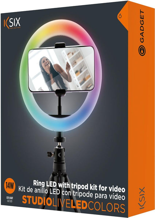 Ksix LED ringlicht met statief, RGB kleuren, diameter 20 cm - OfficeTown