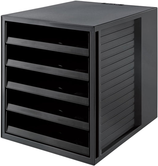 Ladenblok Han Systembox Karma, met 5 open laden, eco - zwart - OfficeTown