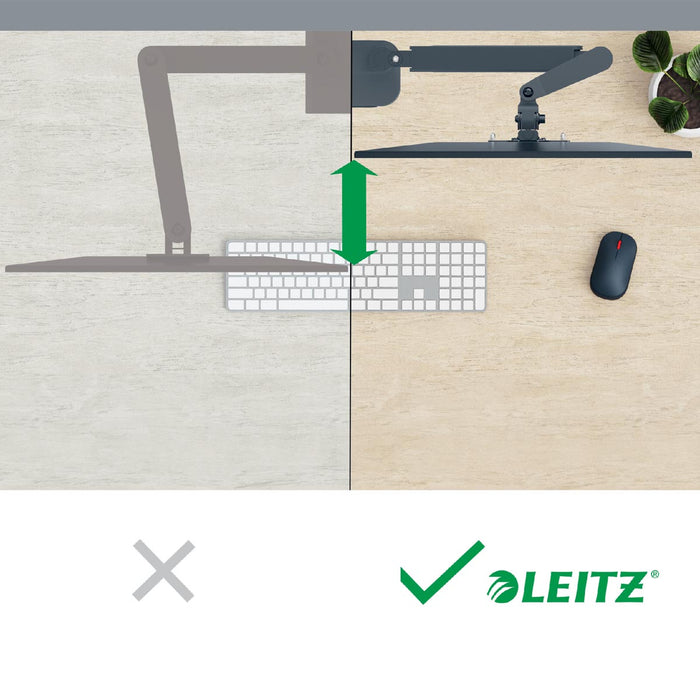 Leitz Ergo ruimtebesparende monitorarm, dubbele arm met 1 laptoparm, grijs - OfficeTown