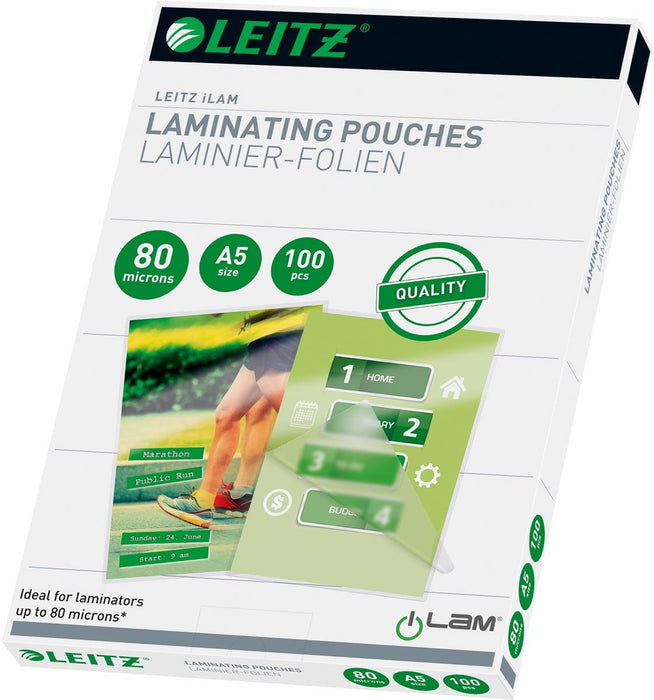 Leitz Eva lamineerhoes ft A5, 160 micron (2 x 80 micron), pak van 100 stuks - OfficeTown