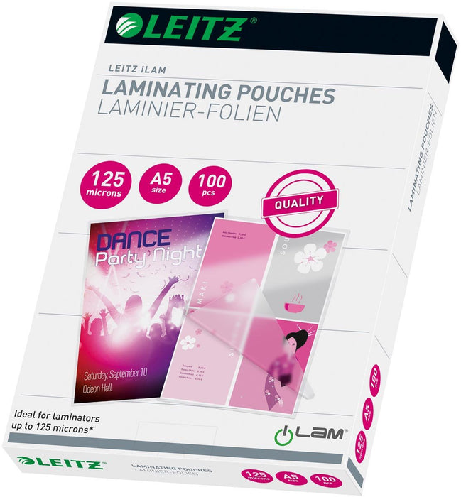 Leitz Eva lamineerhoes ft A5, 250 micron (2 x 125 micron), pak van 100 stuks - OfficeTown
