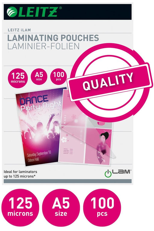 Leitz Eva lamineerhoes ft A5, 250 micron (2 x 125 micron), pak van 100 stuks - OfficeTown